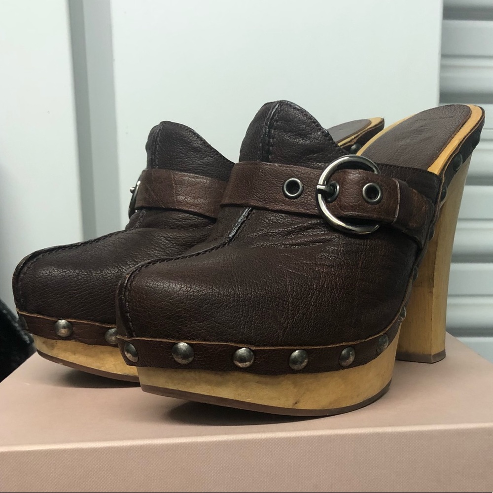 Miu Miu Wood Clog Heels *Great Condition* Sz 8 Box